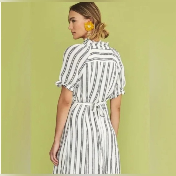 PILCRO- ANTHROPOLOGIE Blue  Ruffle-Collar Buttondown Dress - Picture 2 of 8